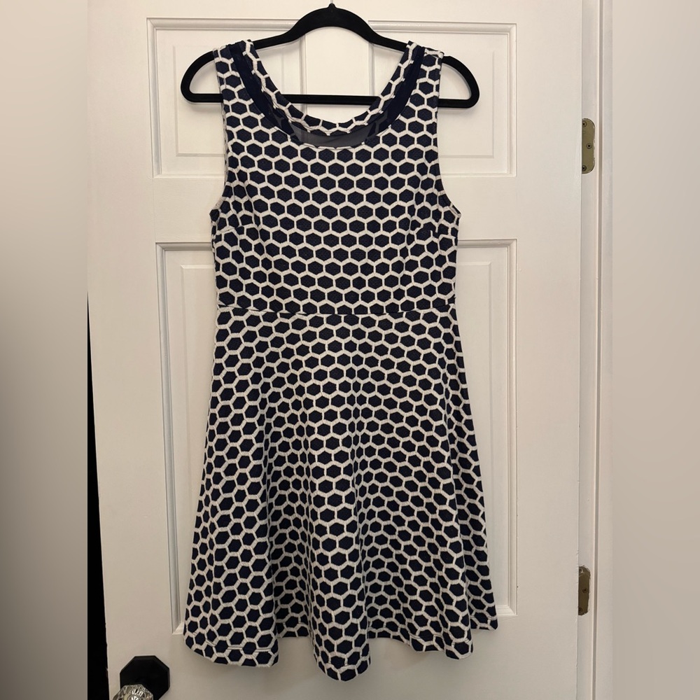 Pixley Navy and White Patterned Kids Dress